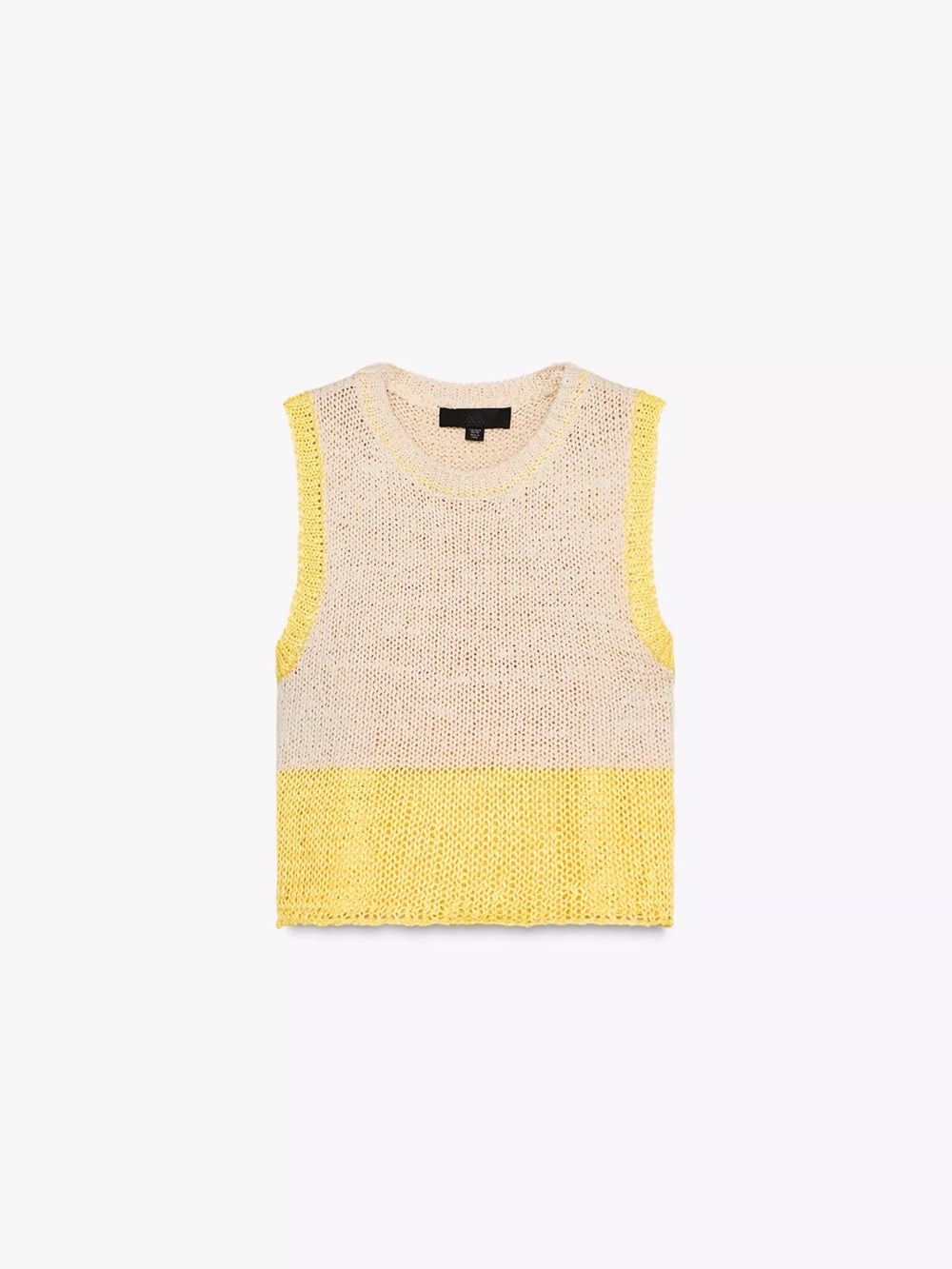 Zara Cream and Yellow Knit Crop Top